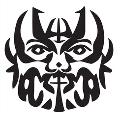 Evil Face Black and White Demon Devil
