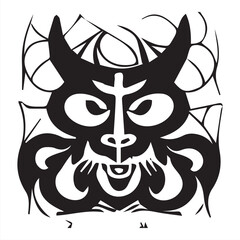 Evil Face Black and White Demon Devil
