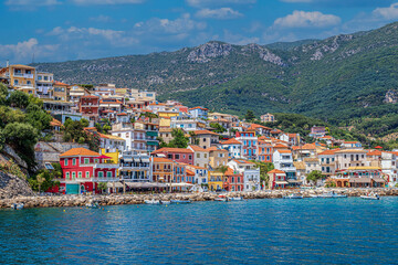 Colorful coastal town Parga, Ionic sea, Greece