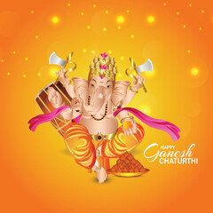 Naklejka premium Happy ganesh chaturthi celebration greeting card