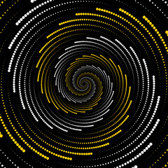 Dotted vector spiral pattern or texture. Dotted dot backgrounds with white and yellow circles