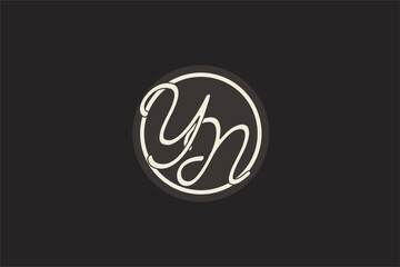 Initial letter YN monogram logo with simple and creative cirle line design ideas - obrazy, fototapety, plakaty