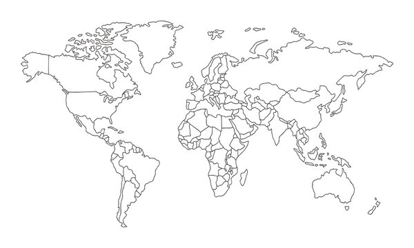 white background of world map with line art design
