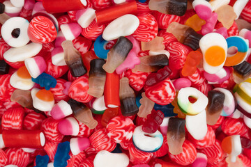 Tasty mix of jelly colorful candies.