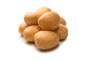 A group of fresh tasty potato isolated on white background.