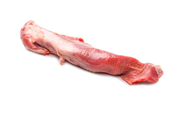 Raw pork tenderloin isolated on a white background.