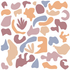 Set of organic abstract shapes in boho colors. Blue and beige design elements isolated