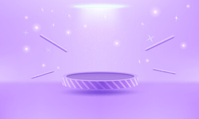 Realistic white and purple 3D cylinder pedestal podium