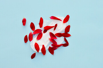 Women's and gynecological health care. Menstrual cycle. Hygiene care during critical days. female padding Clean and safe Menstruation, means of protection.