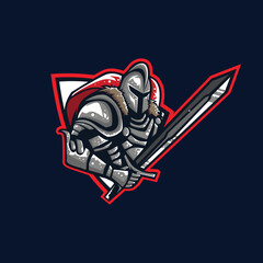 Naklejka premium Red Knight Medieval with Sword