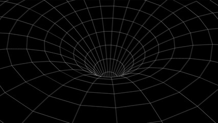 Futuristic abstract frame wormhole. 3D portal hole grid background. For website and banner design. Big data visualization. Vector illustration.