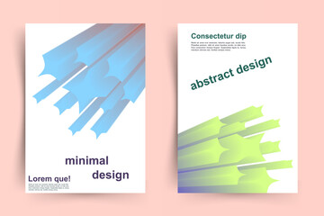 This is abstract minimal and geometric design with 3d figures. Set of two covers for business and other ideas