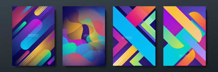 Abstract trendy gradient flowing geometric pattern background texture for poster cover design. Minimal color gradient banner template. Modern vector wave shape for brochure, cover, and social media