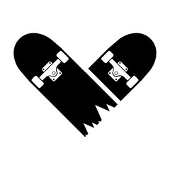 Skateboard icon or logo. Heart skate. Vector isolated on white background.