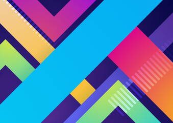 Modern colorful blue abstract geometric background. Tech with square, triangle, circle, and geometric shapes. Vector abstract graphic design banner pattern background template.