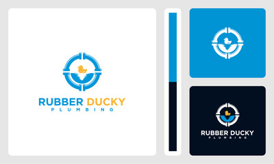 rubber duck and plumbing creative vector logo