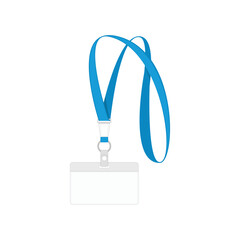 Blank badge set isolated on white background. Lanyard or identification cards in realistic style. Plastic Badge empty mock up. Vector illustration EPS 10.