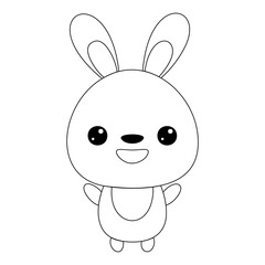 Contour drawing rabbit on white background. Drawing engraving. Cartoon vector illustration. Isolated vector signs symbol. Education background. Cute symbol.children's coloring book