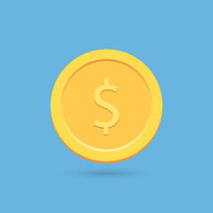 Dollar coin flat icon. Golden dollars, metal coins illustration. vector money - investment symbol.