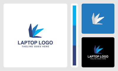 Creative flat laptop logo template