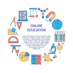 Online education banner in line style