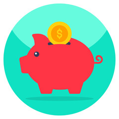 Dollar with penny showcasing piggy bank savings icon