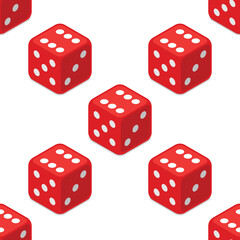 Isometric dice seamless background. All possible turns authentic collection icons in realistic style. Gambling concept. Vector illustration EPS 10.