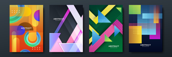 Geometric pattern background texture for poster cover design. Minimal color gradient banner template. Modern vector wave shape for brochure