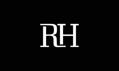 Minimal trendy monogram art logo. Monogram professional elegant awesome artistic HR RH initial based Alphabet icon logo. Initials Business logo.