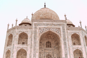 Fototapeta na wymiar Taj Mahal, a marble mausoleum in the city of Agra, India.