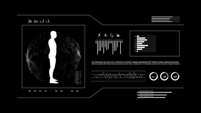 3d human body, futuristic medical scan with infographics animated data, diagnostic computer concept, medical research display