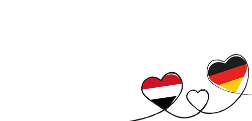 Drei Herzen mit der Fahne von Deutschland und Ägypten