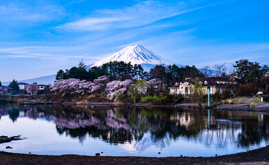河口湖大池公園からの逆さ富士