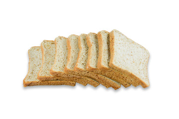 Whole wheat bread isolated on white background.