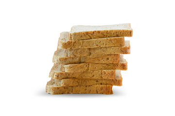 Whole wheat bread isolated on white background.