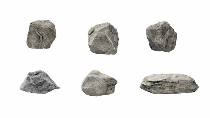 Top View 3D stone isolated on white background Use for visualization in architectural design or garden 
decorate