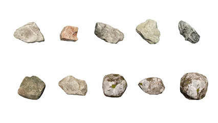 Top View 3D stone isolated on white background Use for visualization in architectural design or garden 
decorate