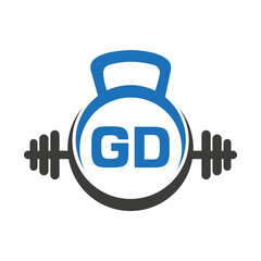Letter GD Fitness Gym Logo Concept. Fitness Logo Symbol Vector Template