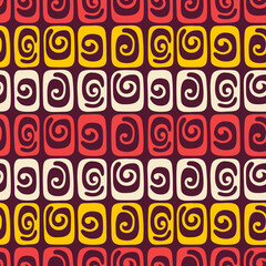 Abstract vector hand drawn tiles seamless pattern. Tiles with spiral curls. Repeating ornament.