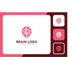 brain logo design with ideas and pink