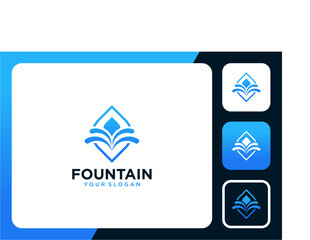 fountain logo design with water and drops