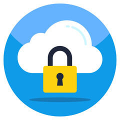 Padlock with cloud, icon of locked cloud 