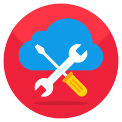 Conceptual flat design icon of cloud repair 