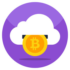 Vector design of cloud bitcoin 