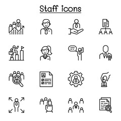 Staff icon set in thin line style
