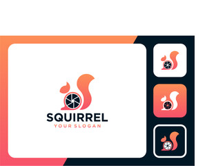 squirrel logo design with camera or lens