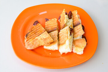 Turkish karisik atom  tost ( kasarli bazlama tost) . Flat baked bread toasted