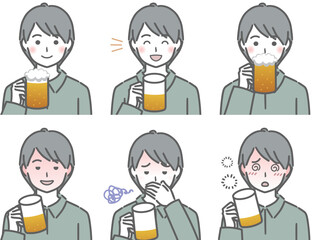 お酒を持つ私服の若い男性