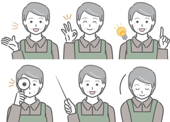 解説するエプロンの高齢男性