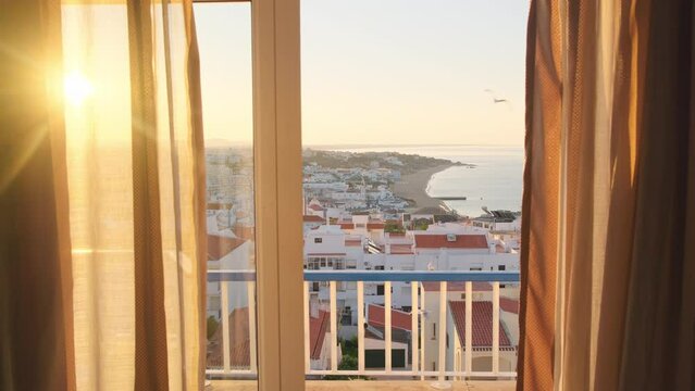 Sunrise view of the Albufeira resort town in Algarve province, Portugal.